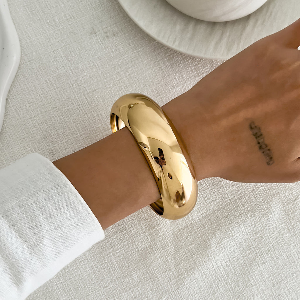 Statement Wide Metal Round Bracelet