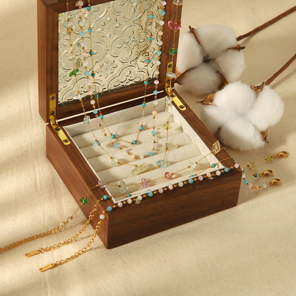 Irregular Natural Stone Anklet – Stainless Steel Foot Bracelet for Women