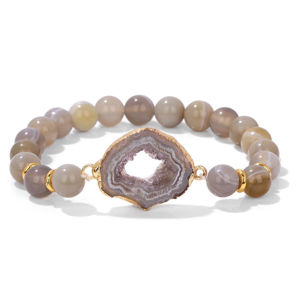 Agate Bead Bracelet for Women – Natural Vug Stone Crystal Jewellery