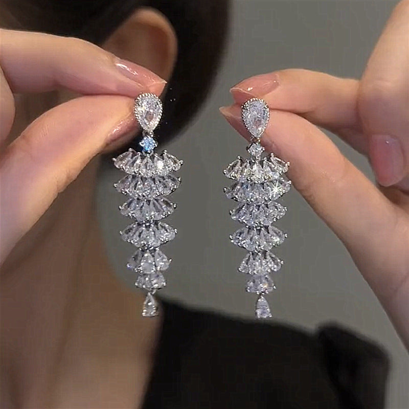 Sparkling Zircon Christmas Tree Earrings – Women’s Dangle Jewellery