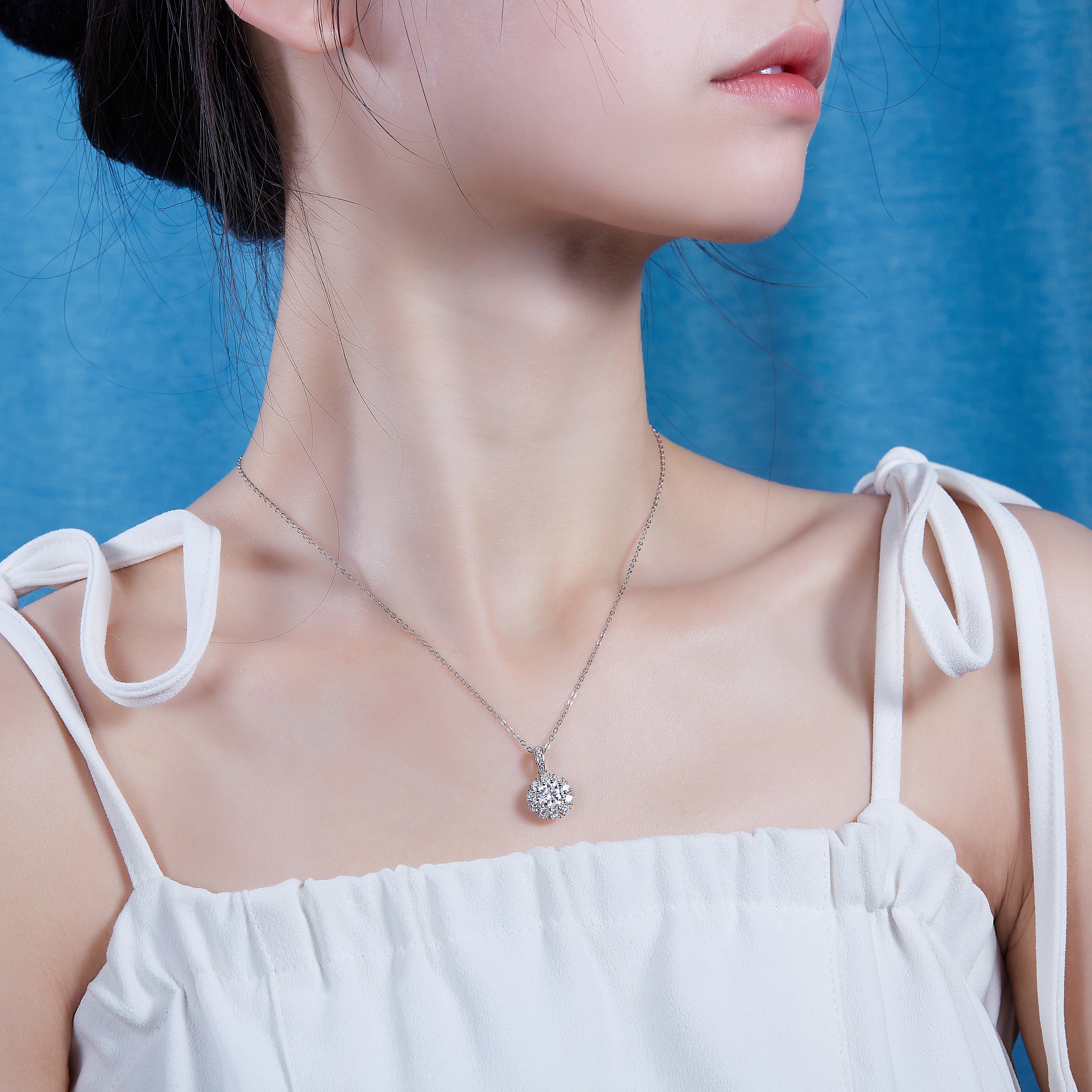 Blossom 1-Carat Moissanite Necklace and Earrings Set – S925 Sterling Silver Platinum Jewelry