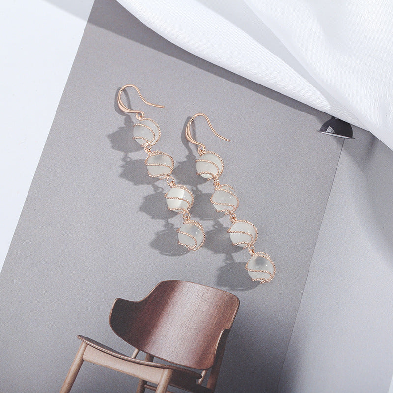 Atmospheric Long Zircon Earrings – Elegant Sparkling Jewellery Accessories