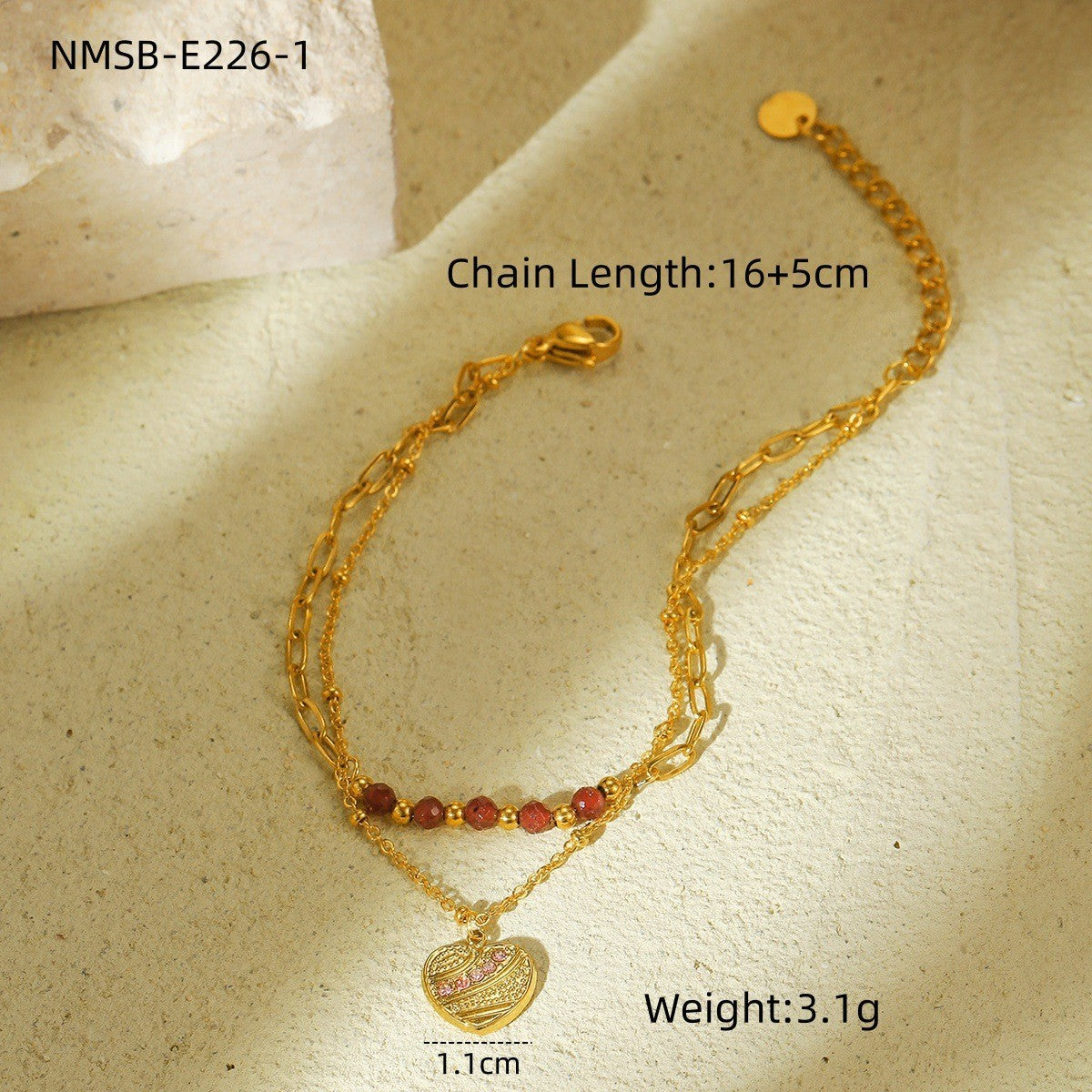 Stainless Steel Bracelet with Natural Stones & Freshwater Pearls – Elegant Design