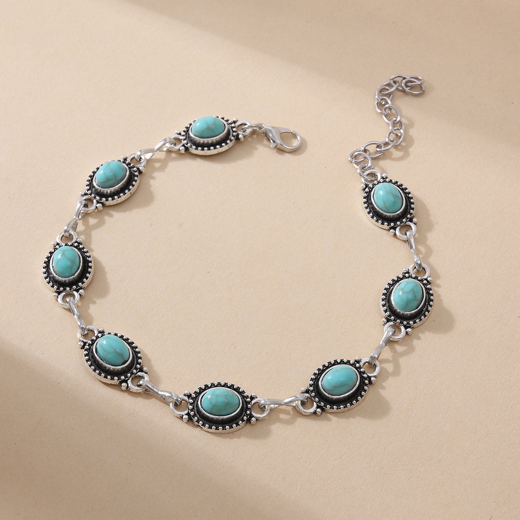 Women’s Turquoise Anklet – Retro National Style Metal Alloy Foot Jewellery