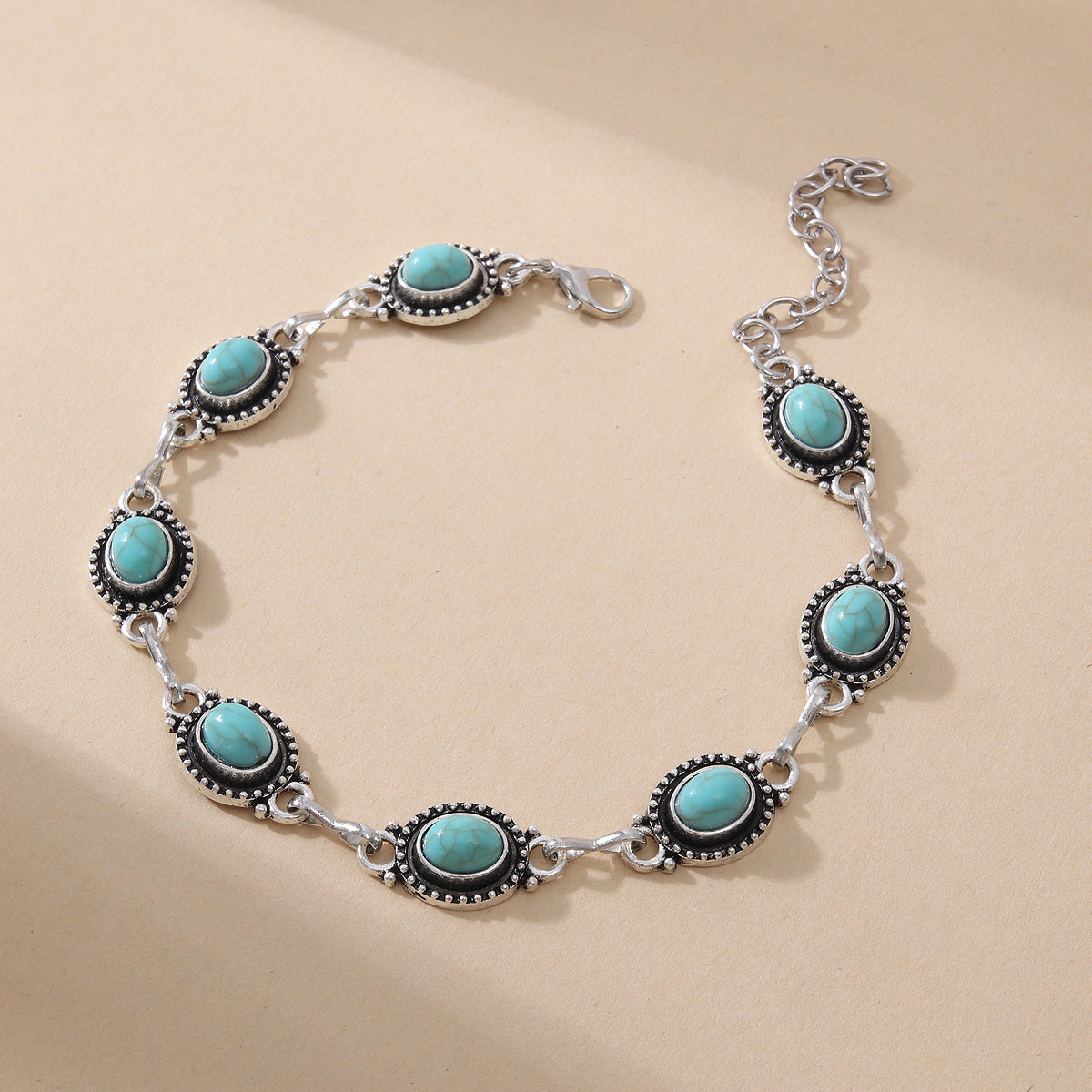 Women’s Turquoise Anklet – Retro National Style Metal Alloy Foot Jewellery