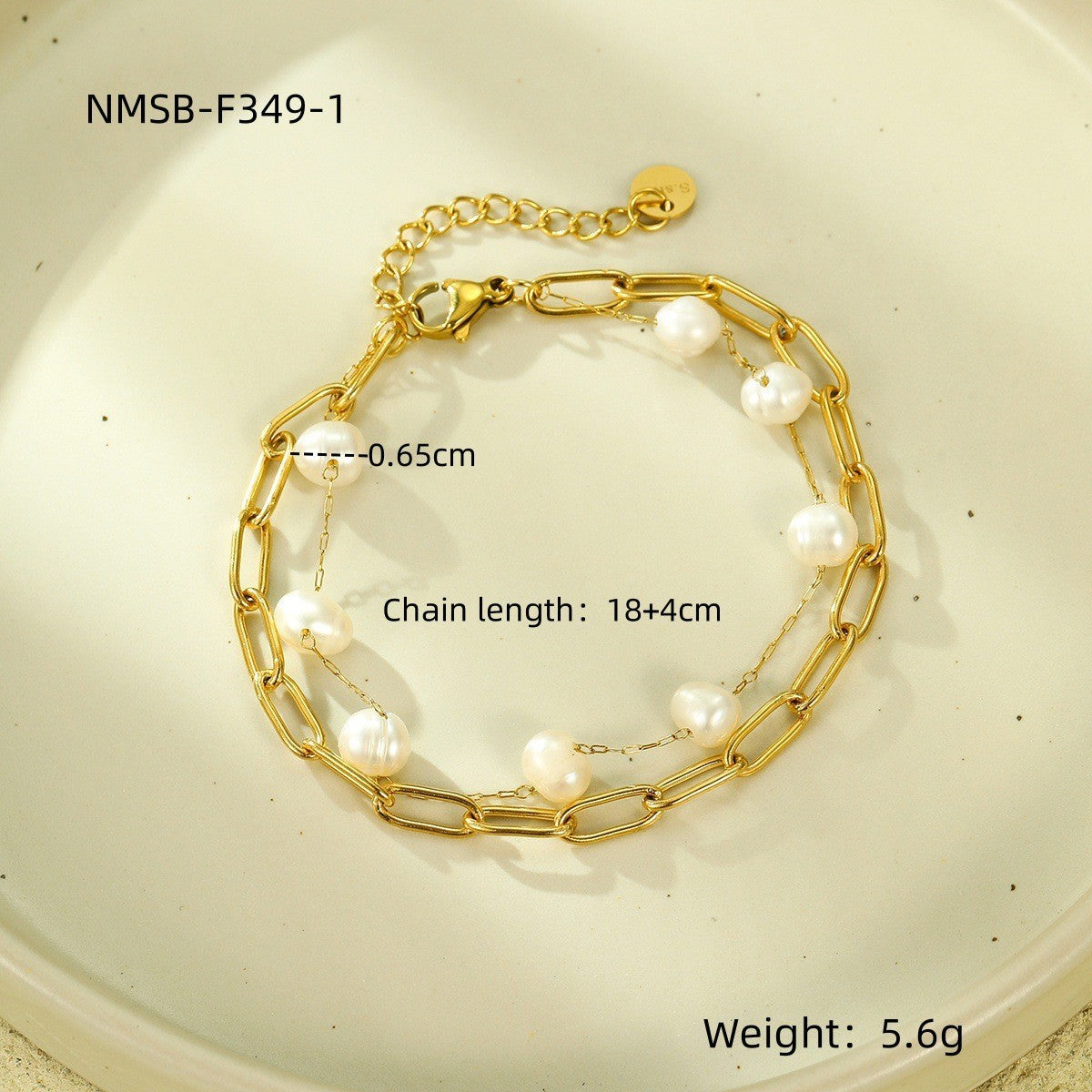 Stainless Steel Bracelet with Natural Stones & Freshwater Pearls – Elegant Design