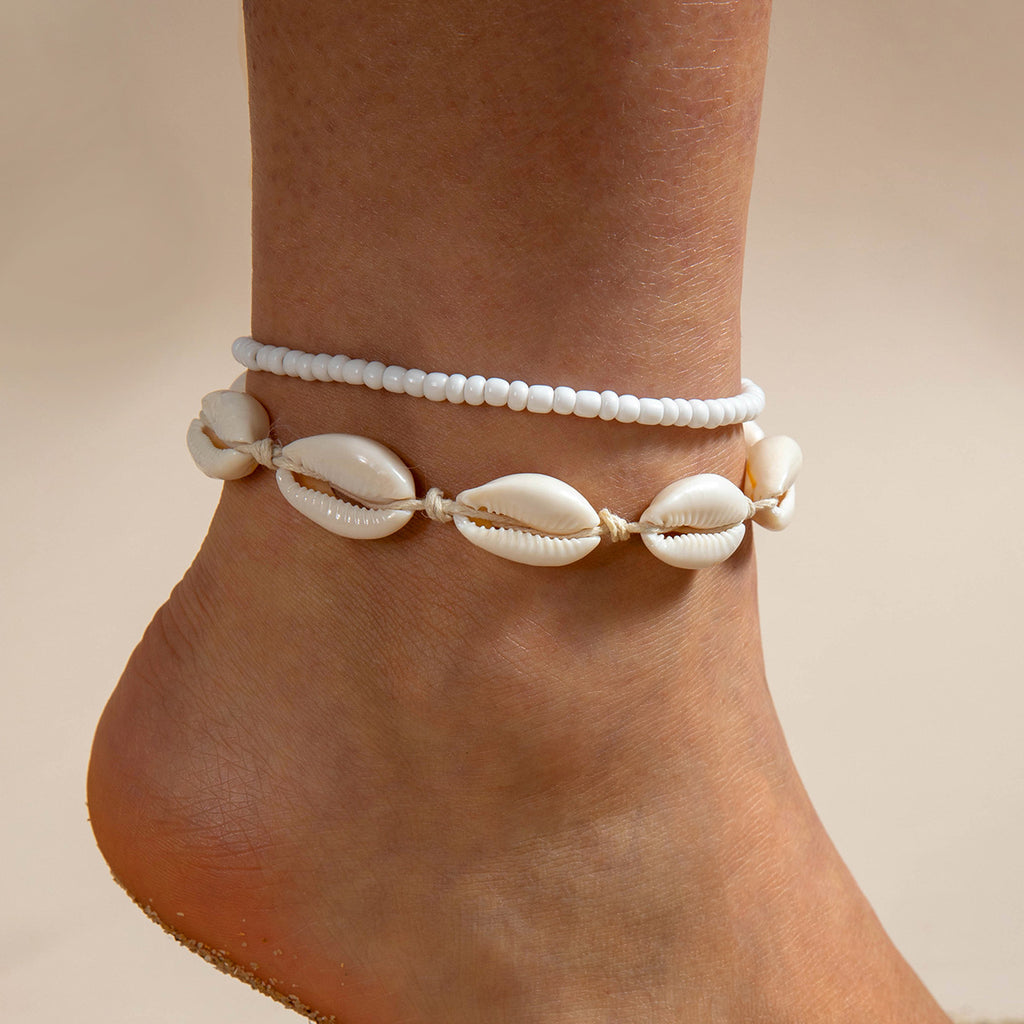 Colorful Shell Anklets – Hand-Knitted Foot Jewellery for Women