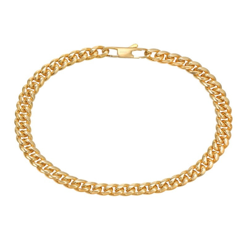 18K Gold Thin Cuban Chain Bracelet – Men’s Fashion Jewellery