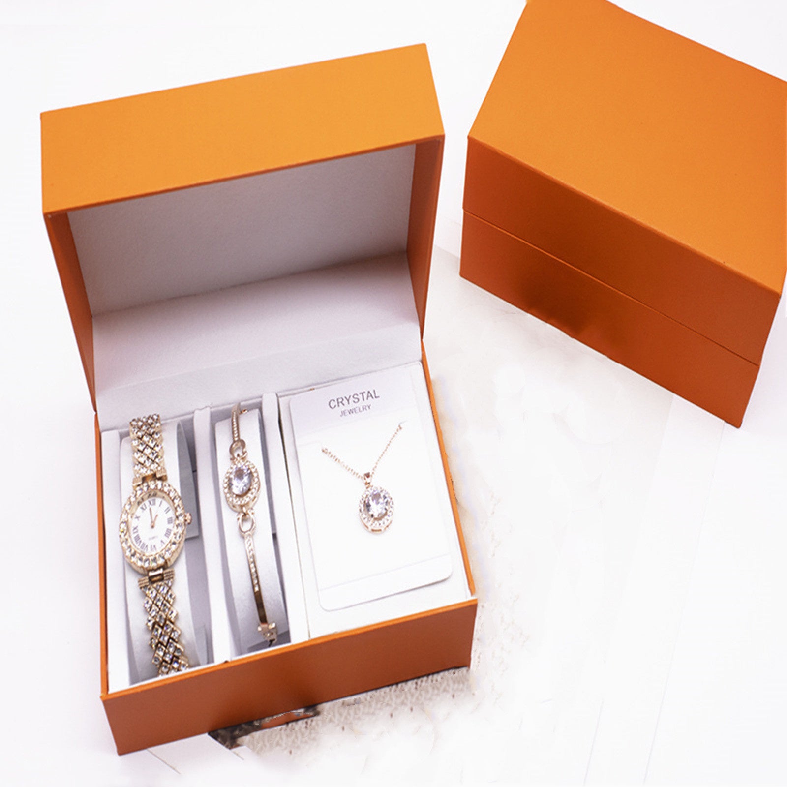 Women’s Rhinestone Watch Set – Includes Bracelet & Necklace