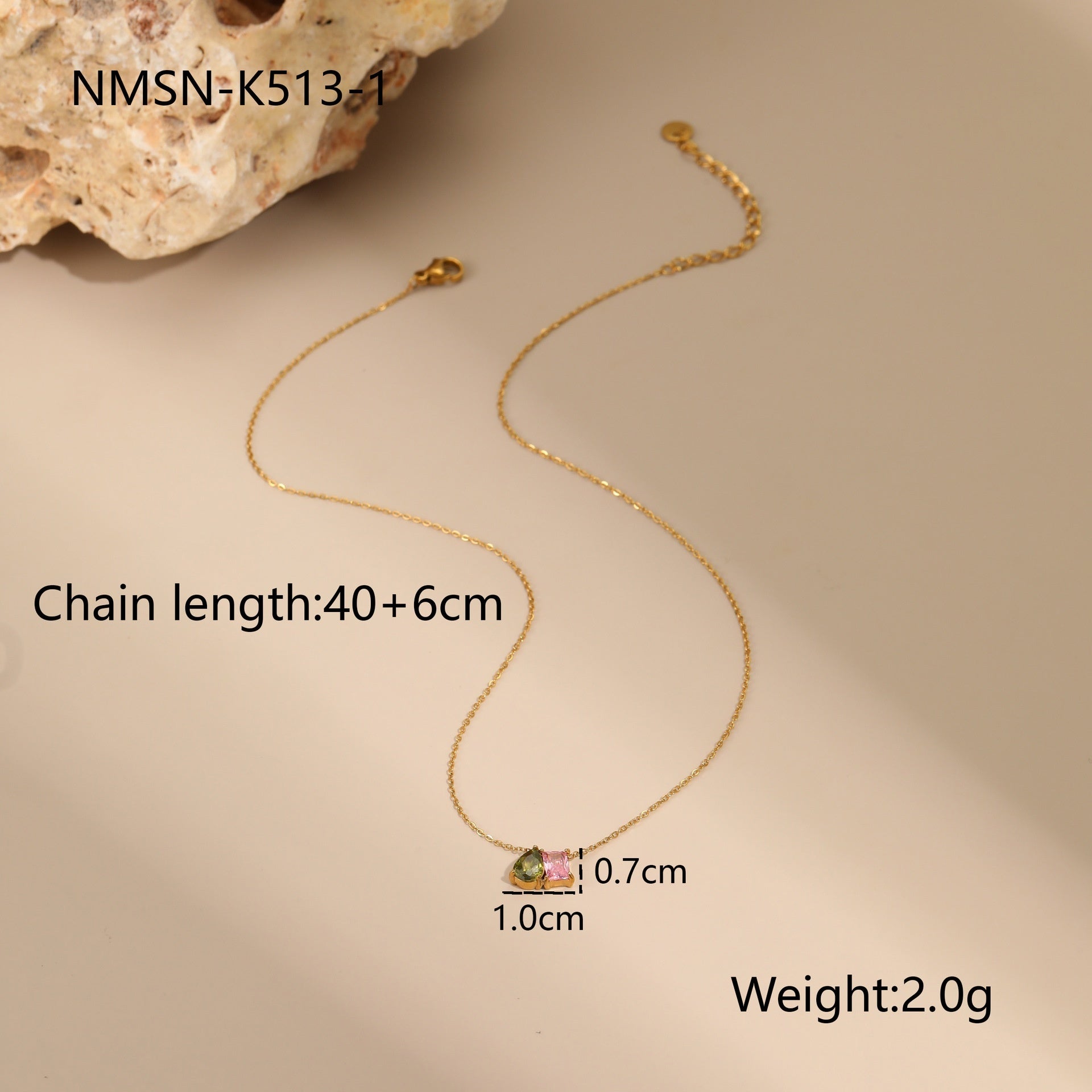 Geometric Zircon Jewellery Set – Gold-Plated Necklace, Earrings & Ring with Colourful Design