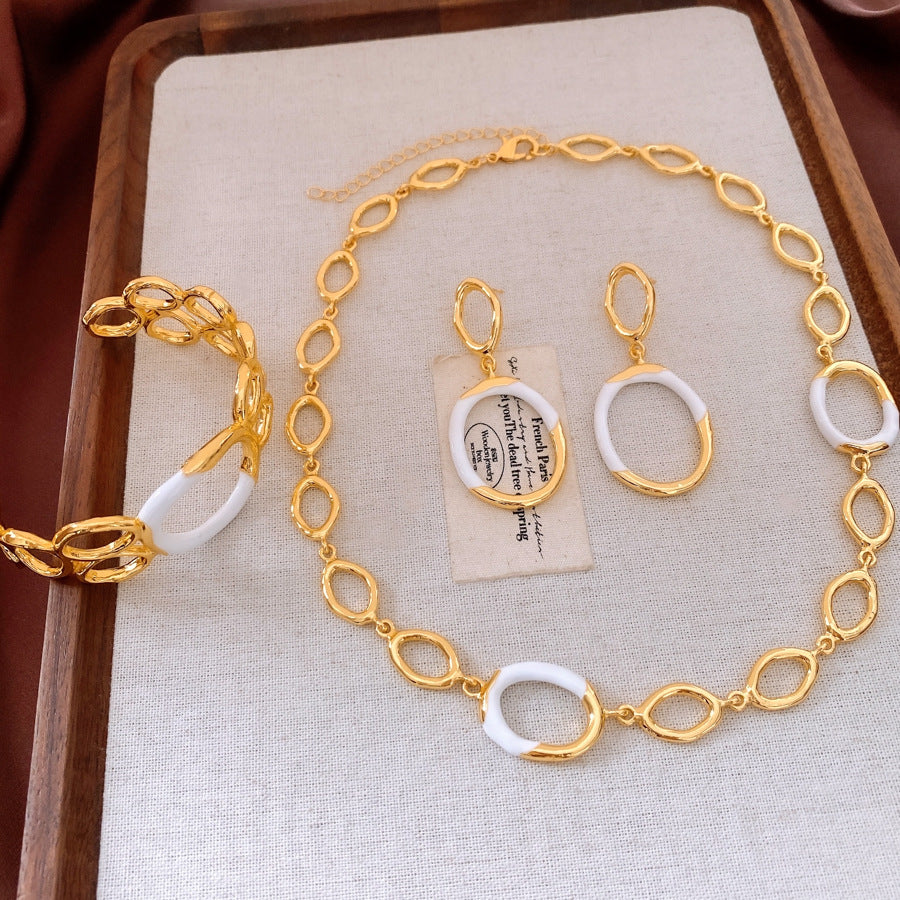 Elegant Hollow Bracelet & Necklace with Matching Earrings Set