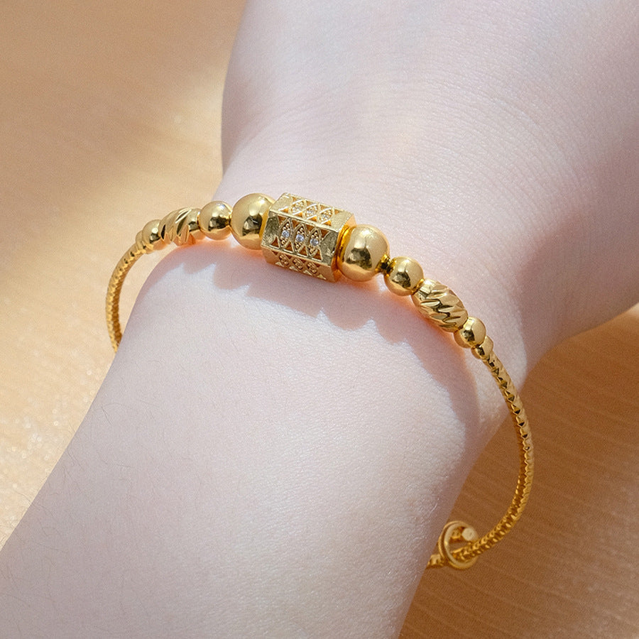 Elegant African Arabic Gold Bracelet for Women – Round Spherical Bangle Jewellery