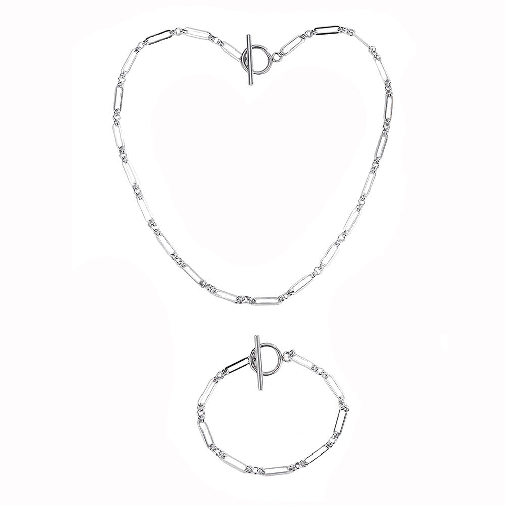 Wear-Resistant Stainless Steel Necklace & Bracelet Set – Non-Fading Metal Jewellery for Women