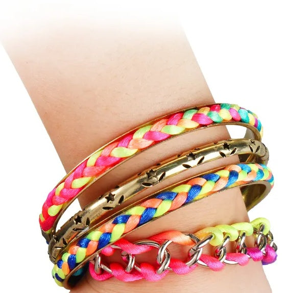 4-Piece Colorful Woven Burnished Gold Bracelet Set