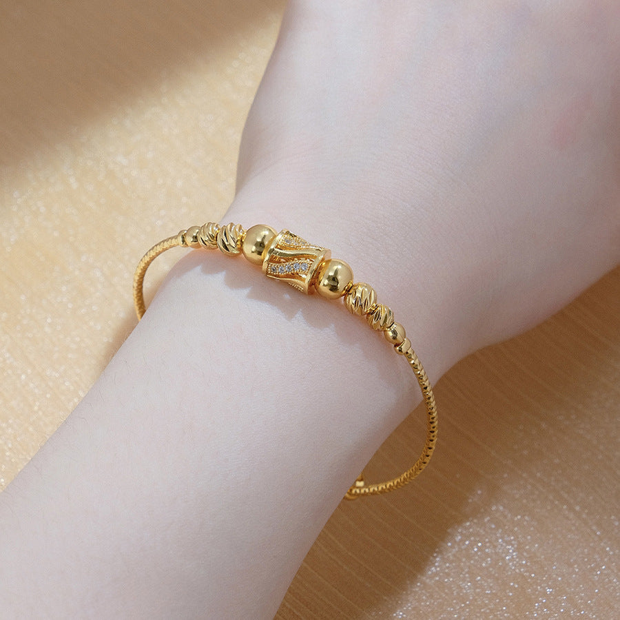 Elegant African Arabic Gold Bracelet for Women – Round Spherical Bangle Jewellery