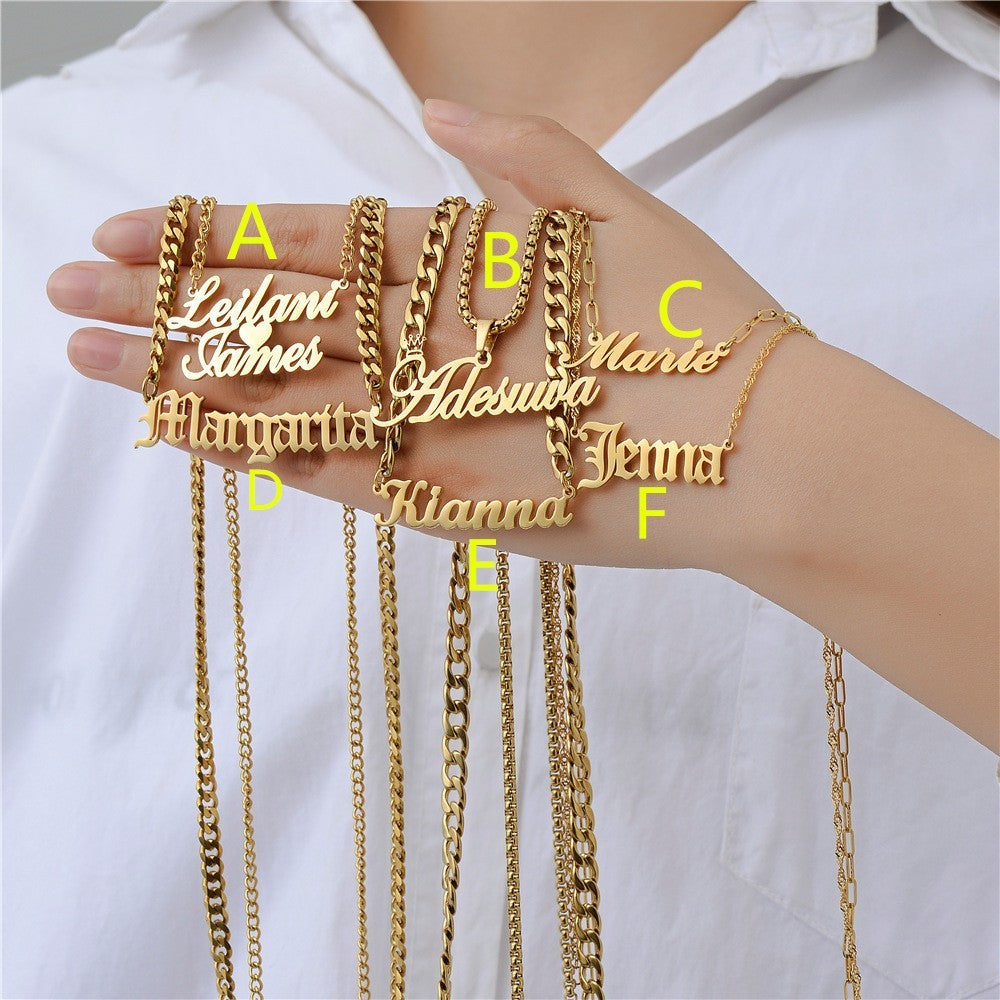 Personalized Letter & Name Necklace with Zircon – Custom Women’s Pendant Jewellery