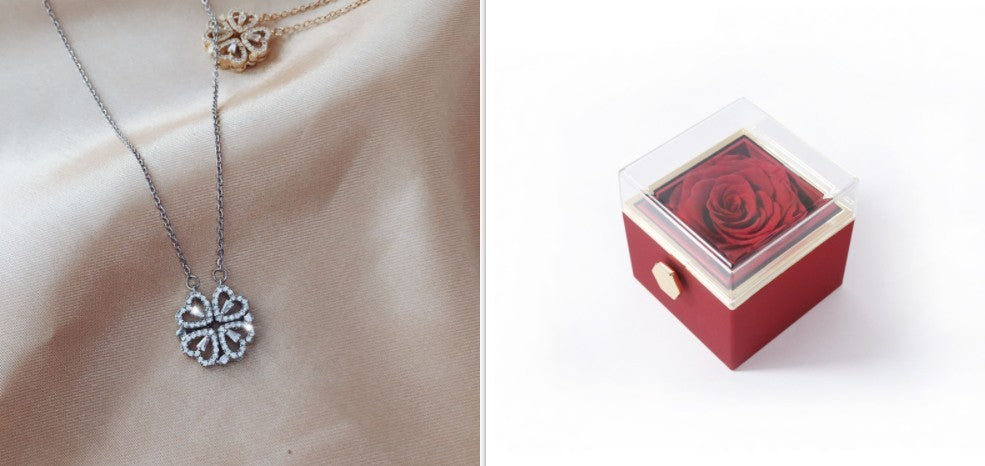 Detachable Four-Leaf Clover Necklace – Women’s Multi-Wear Zircon Chain