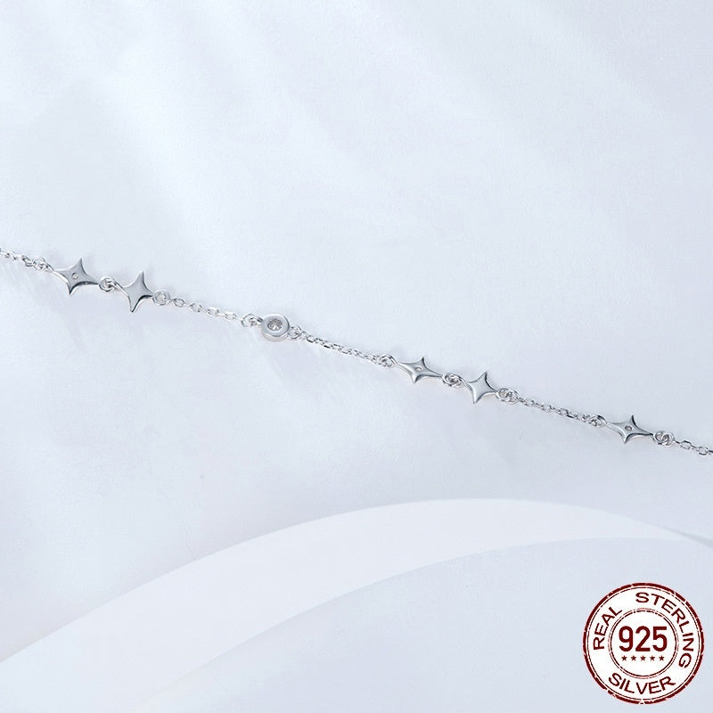 Women’s S925 Sterling Silver Star Bracelet – Electroplated Silver