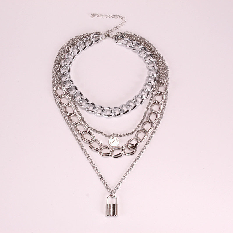 Personalized Multi-Layer Lock Pendant Necklace