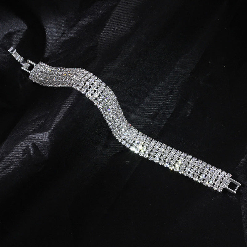 Women’s Three-Row Diamond Bracelet – European & American Style