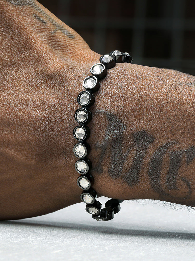 Hip-Hop Black Ceramic Diamond-Studded Bracelet