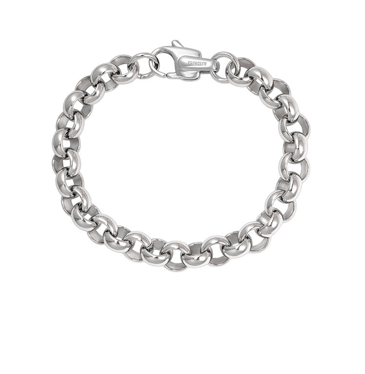 Hip Hop Silver O-Ring Titanium Steel Bracelet – European & American Style