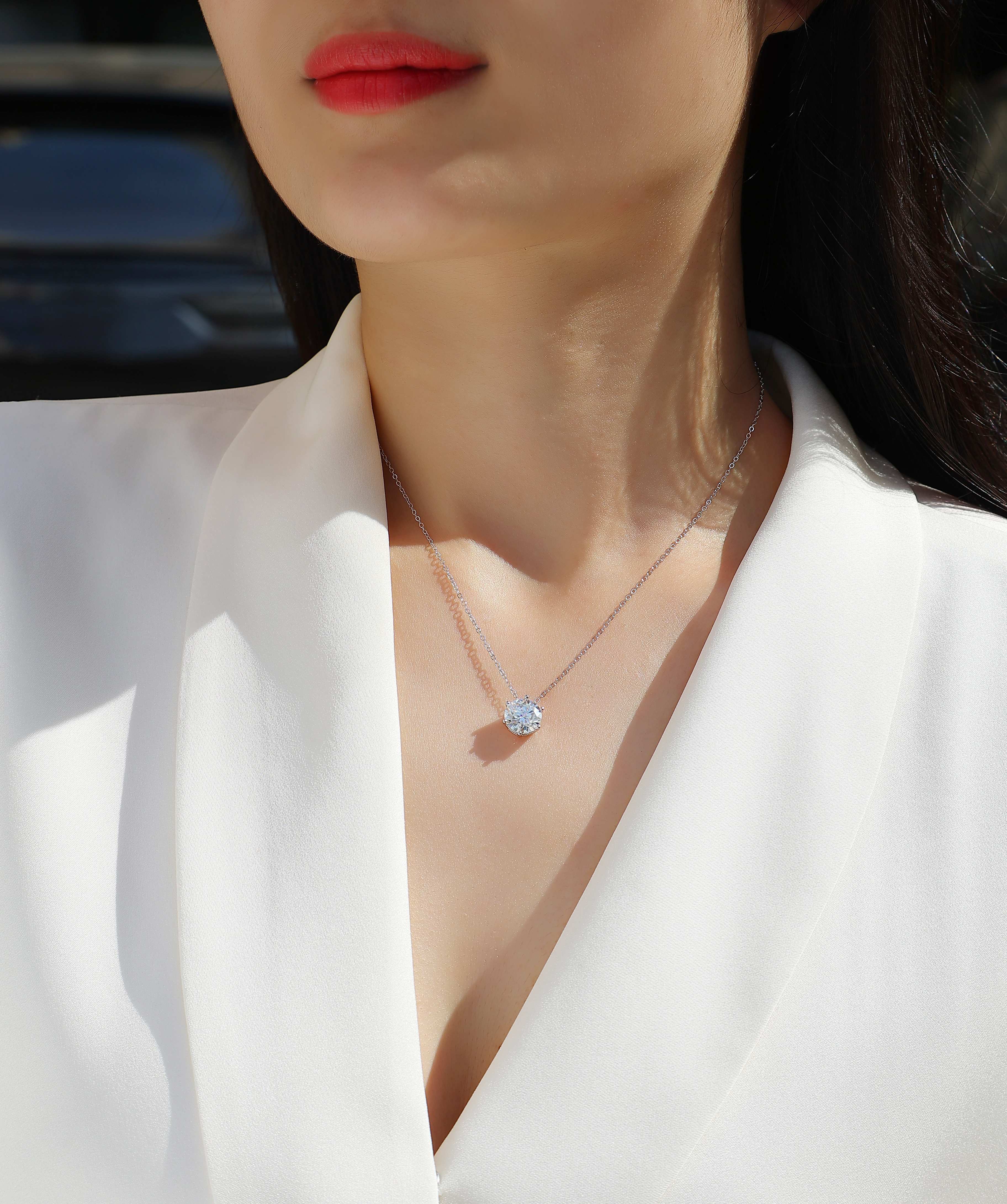 Afternoon Rose Moissanite Pendant – 1ct, 2ct & 3ct S925 Sterling Silver Jewellery