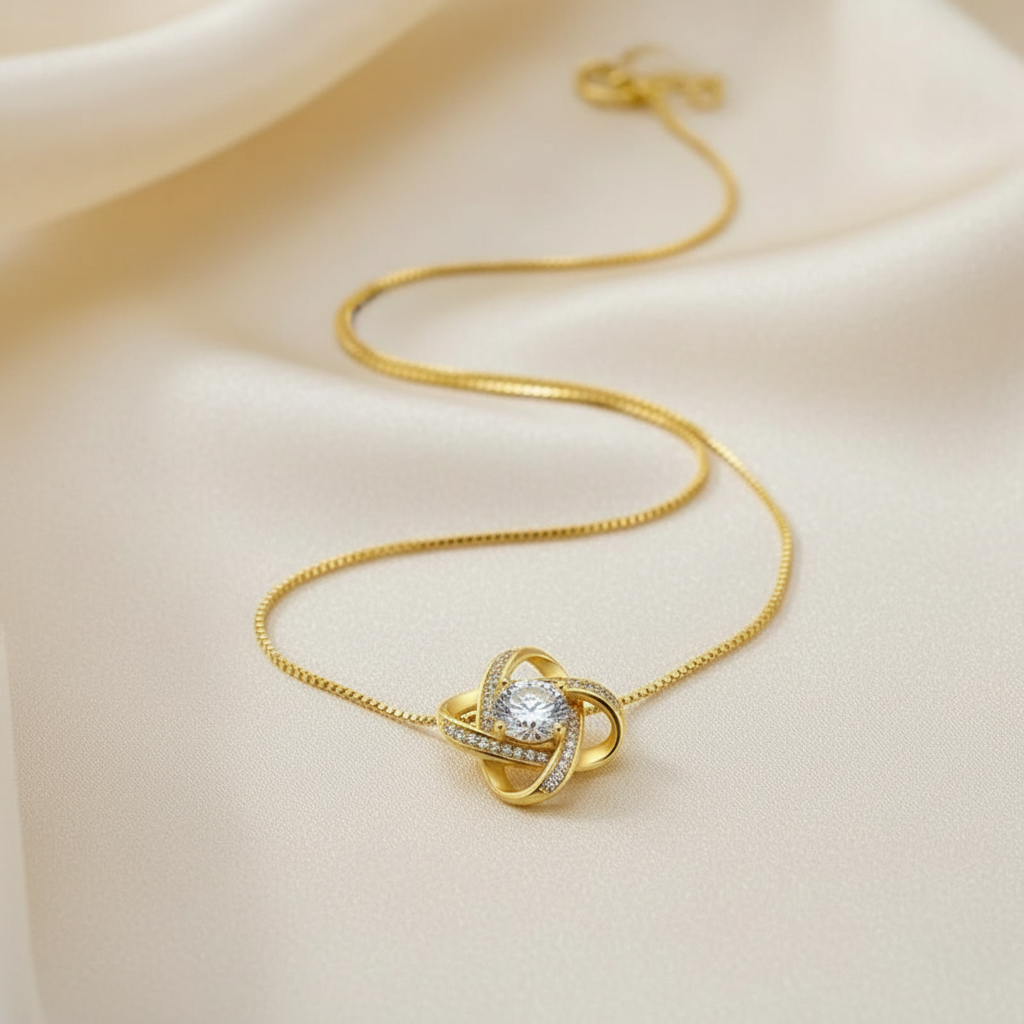 Gold Knot on Ivory Silk