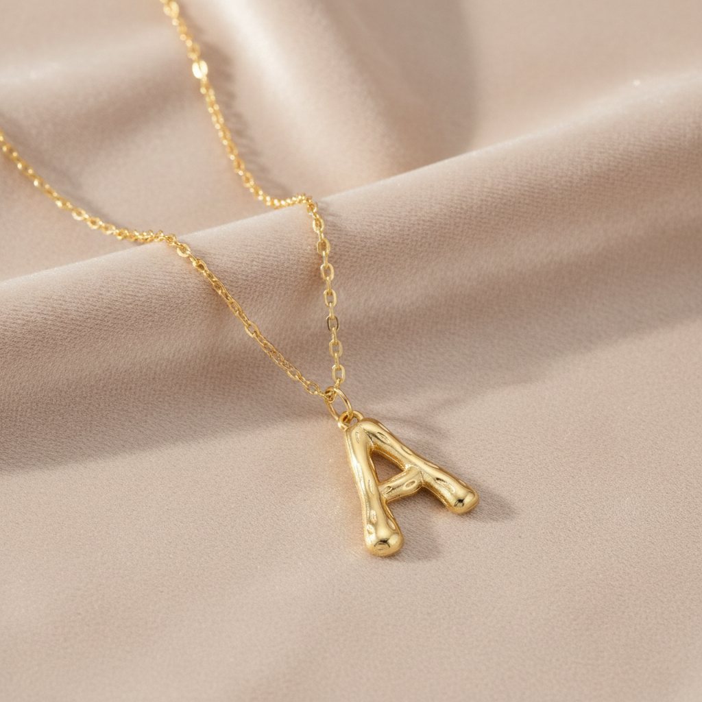 Gold Letter A on Champagne Velvet