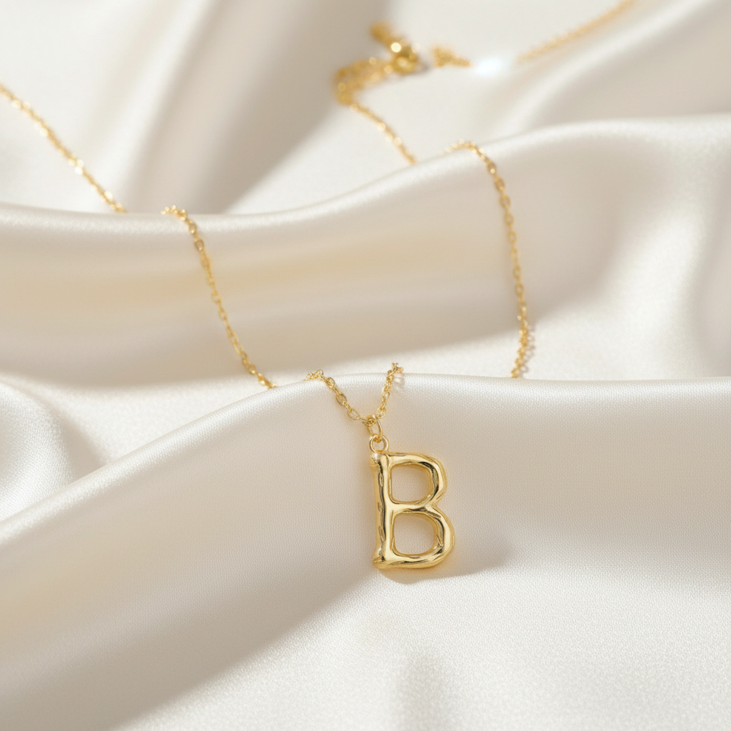 Gold Letter B on Cream Silk