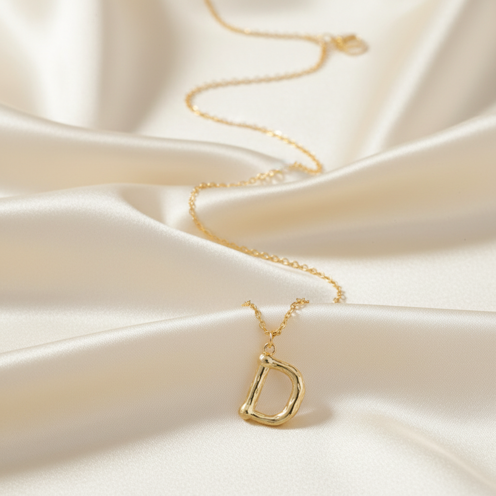 Gold Letter D on Cream Silk