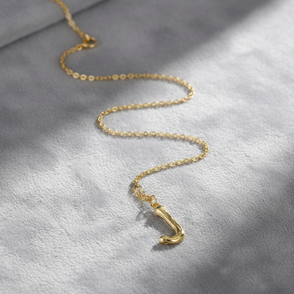 Gold Letter J on Grey Velvet