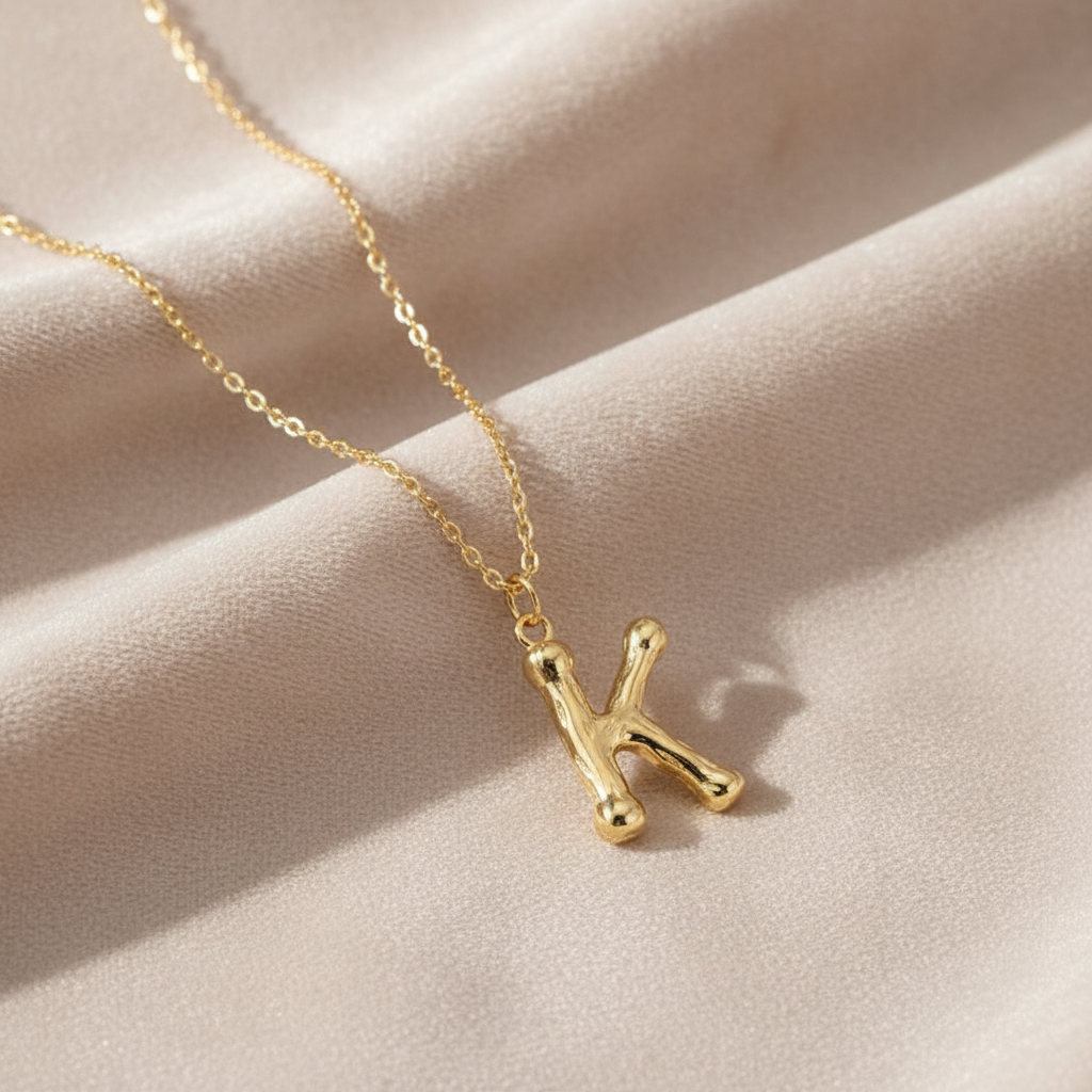 Gold Letter K on Champagne Velvet