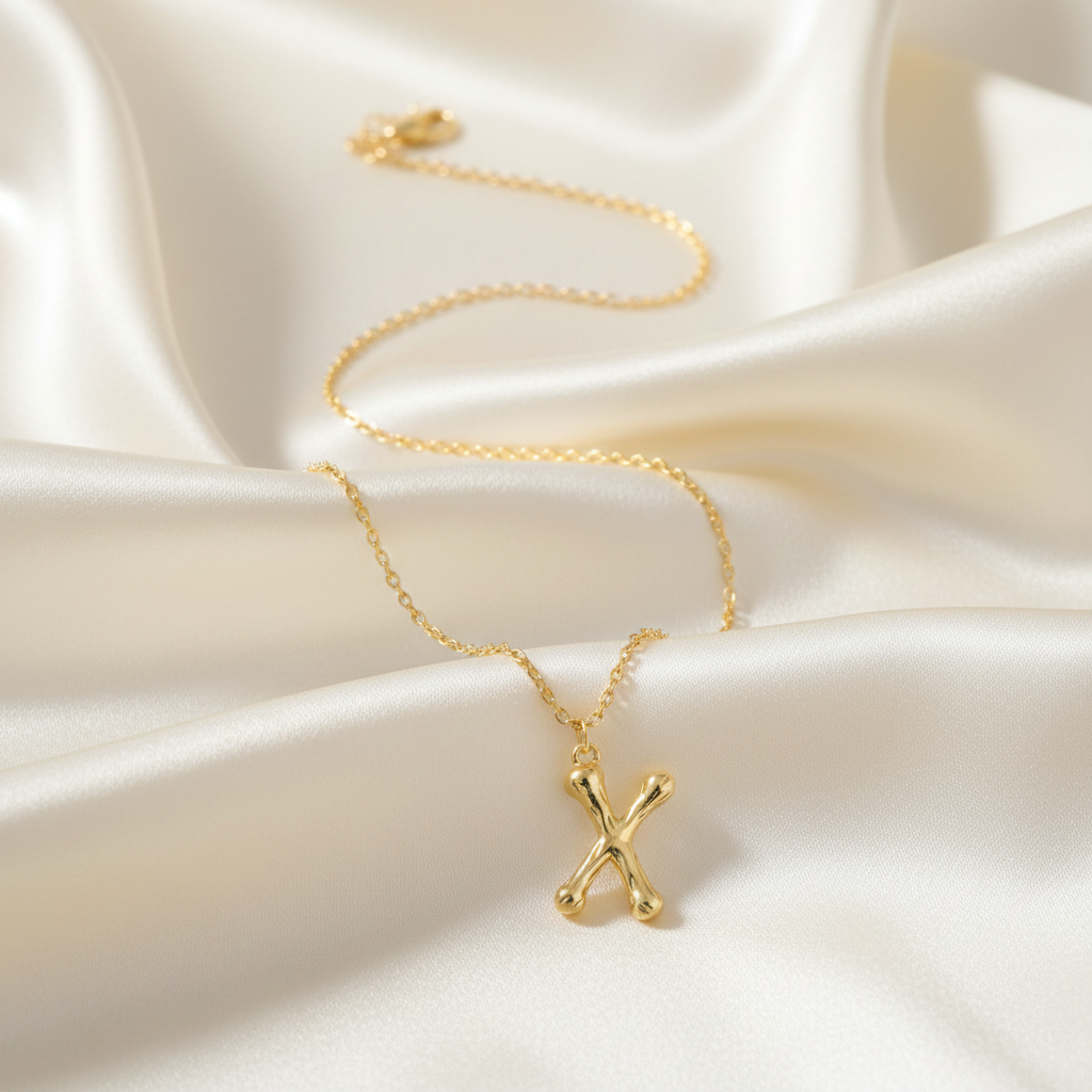 Gold Letter K on Cream Silk