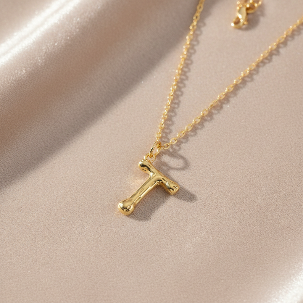 Gold Letter T on Champagne Velvet