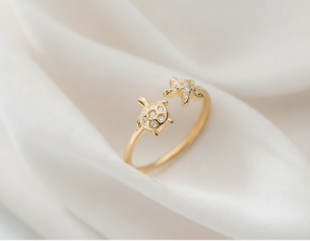 Gold Ring on Cream Silk