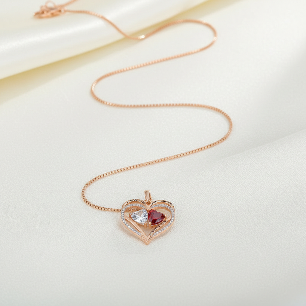 Heart Necklace Flat Lay