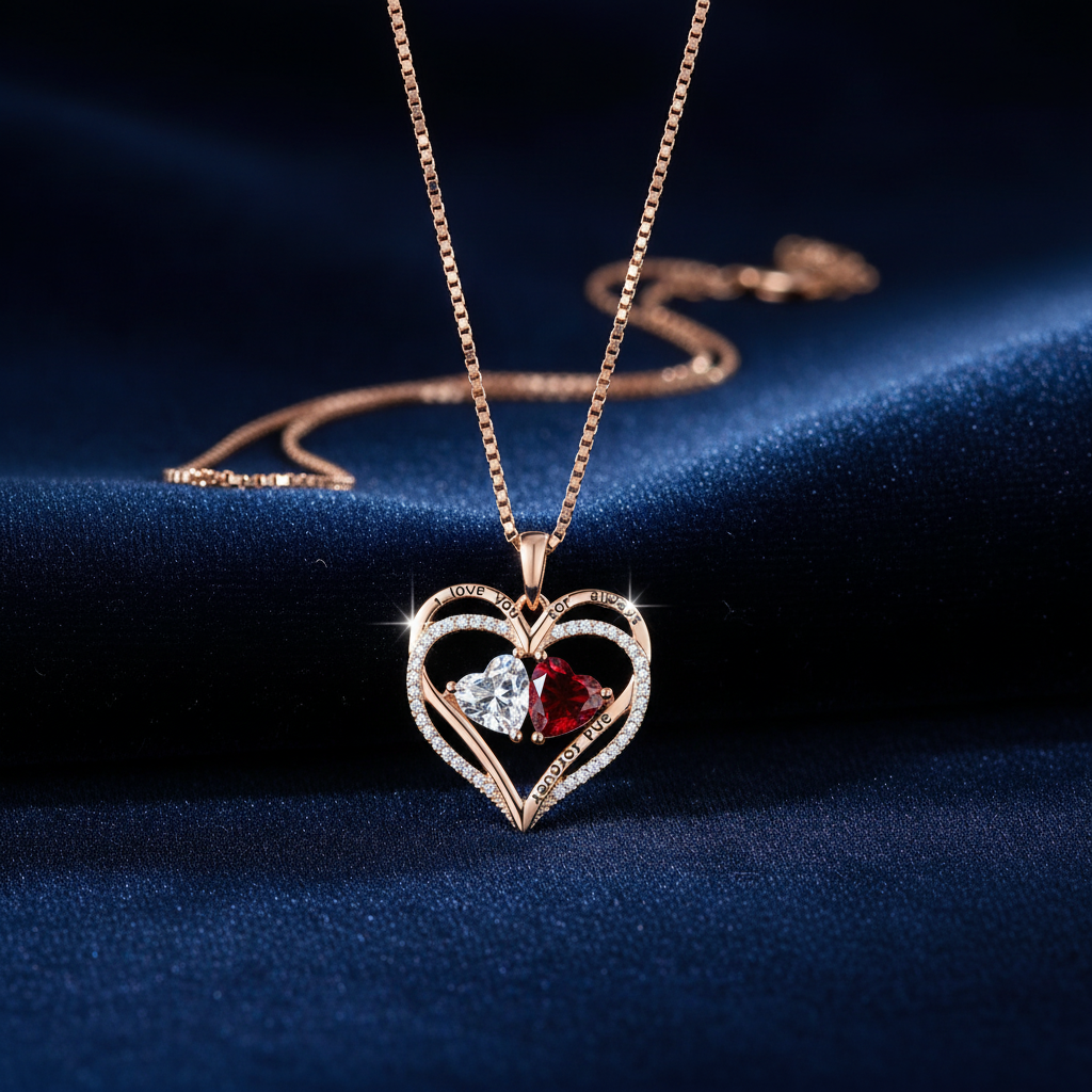 Heart Necklace on Navy Velvet