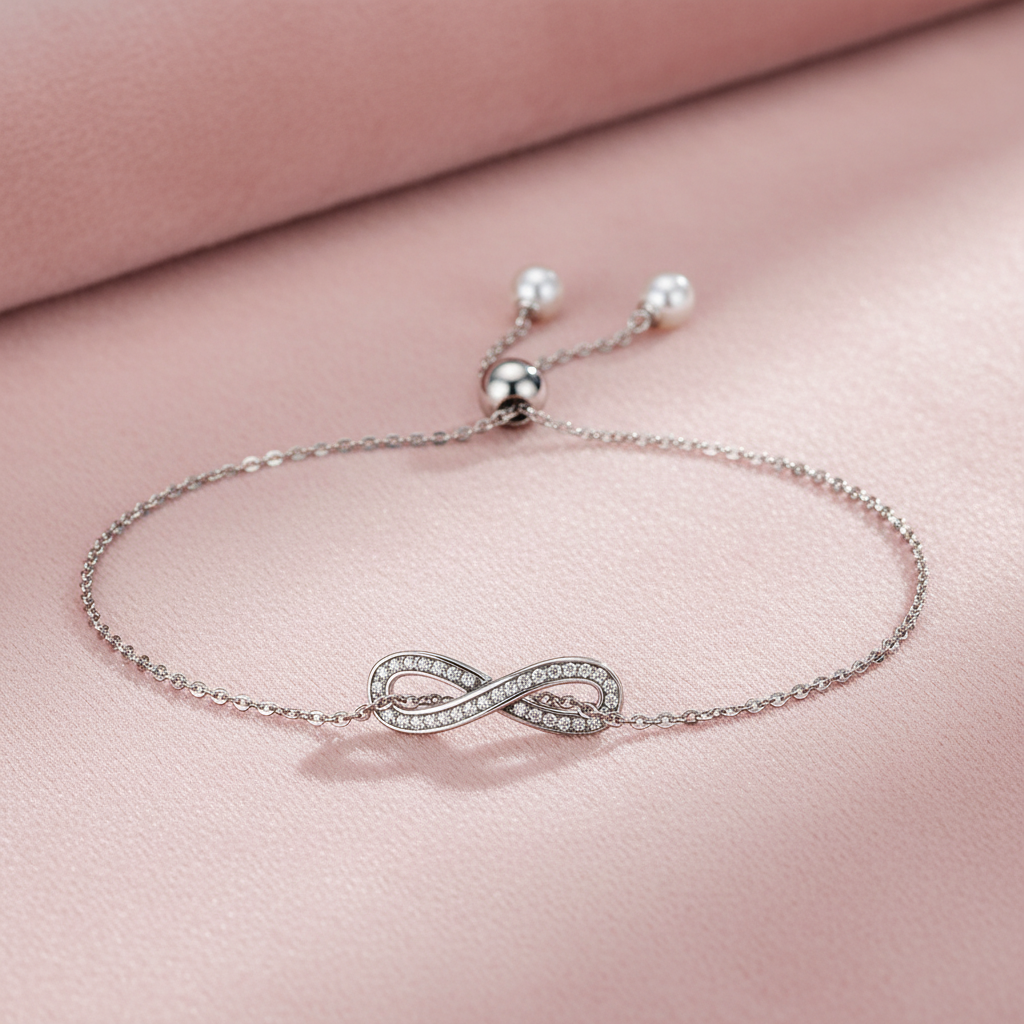 Infinity Bracelet on Blush Velvet