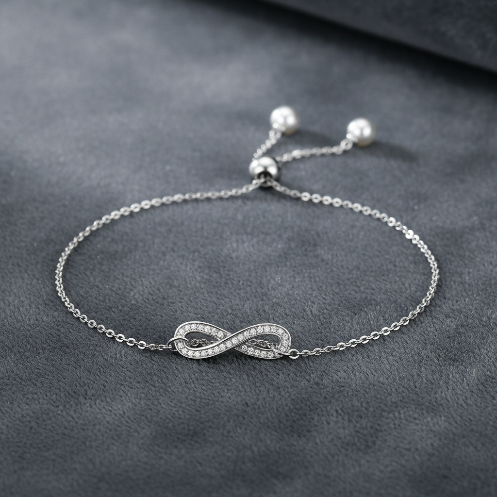 Infinity Bracelet on Grey Velvet