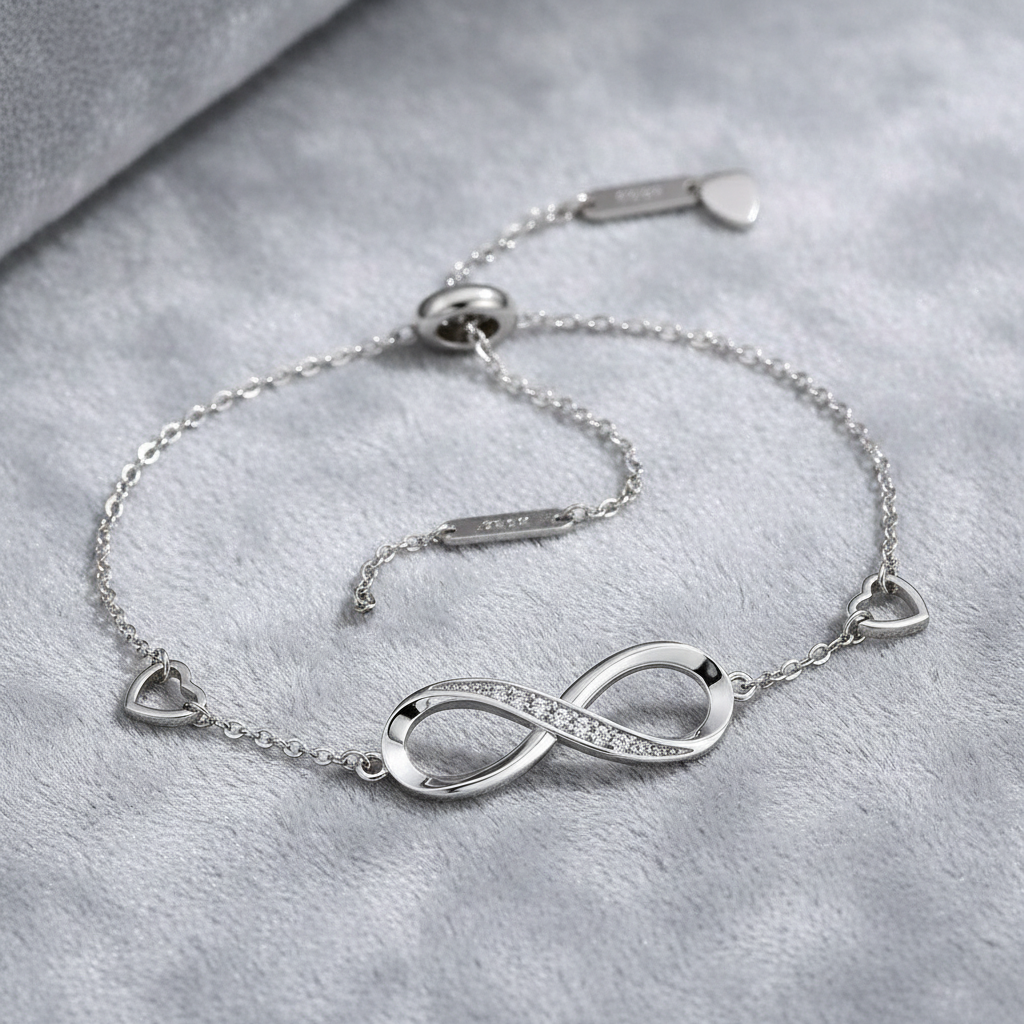 Infinity Bracelet on Grey Velvet