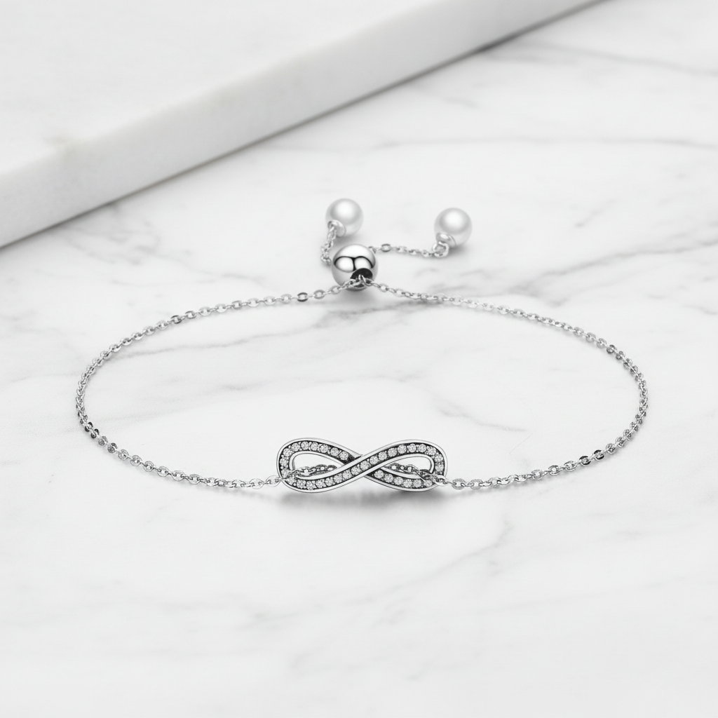Infinity Bracelet on White Marble