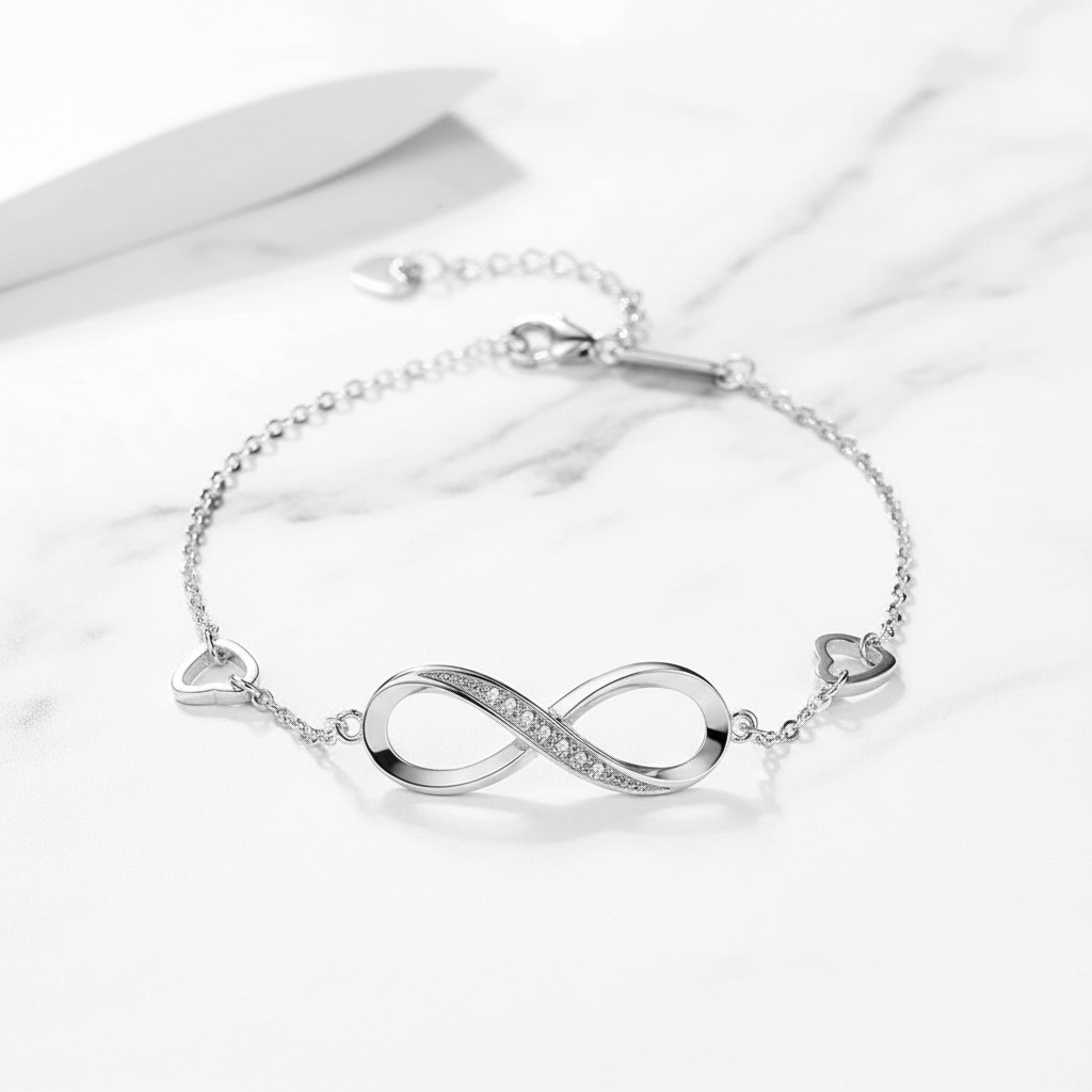 Infinity Bracelet on White Marble