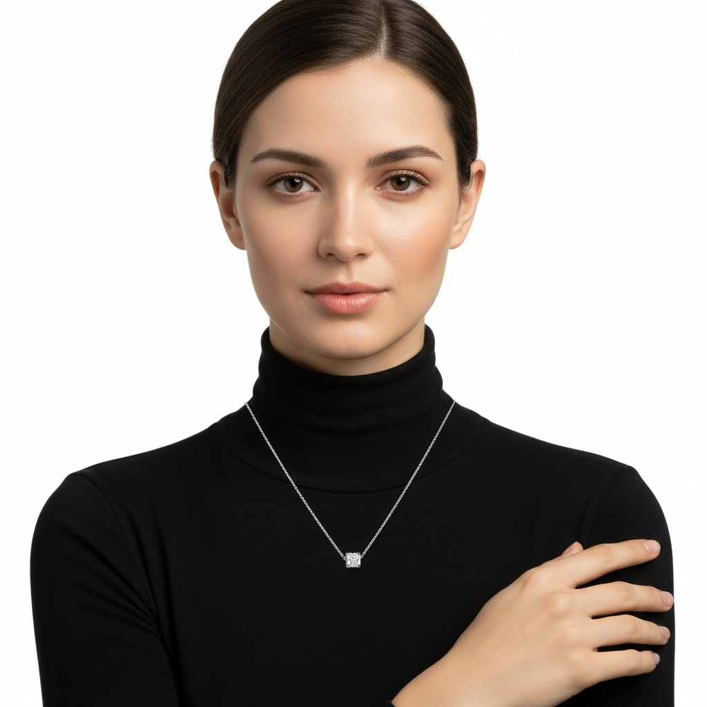 Model Wearing Barrel Necklace