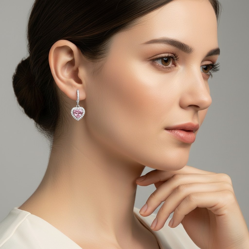 Model Wearing Earrings Side Profile