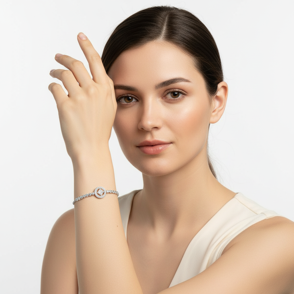 Model Wearing Medallion Bracelet