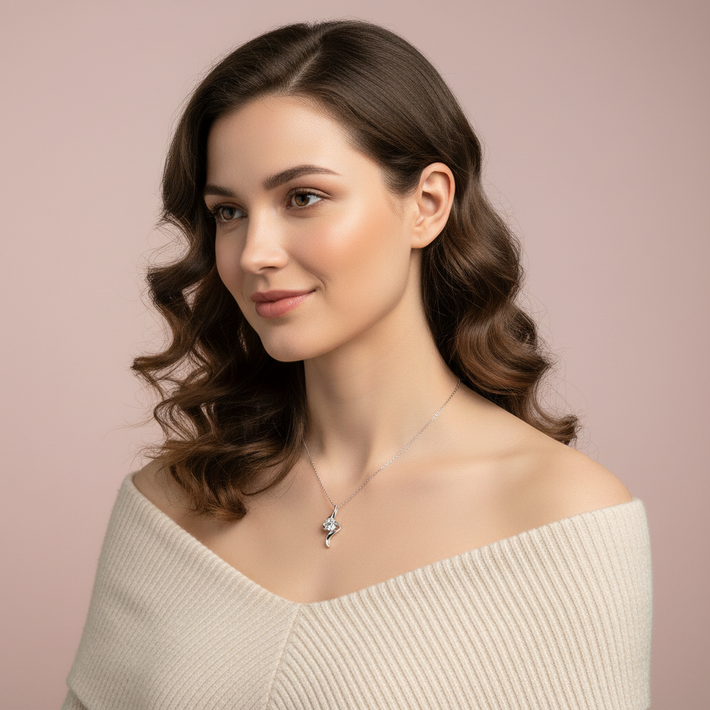 Model with necklace - romantic look