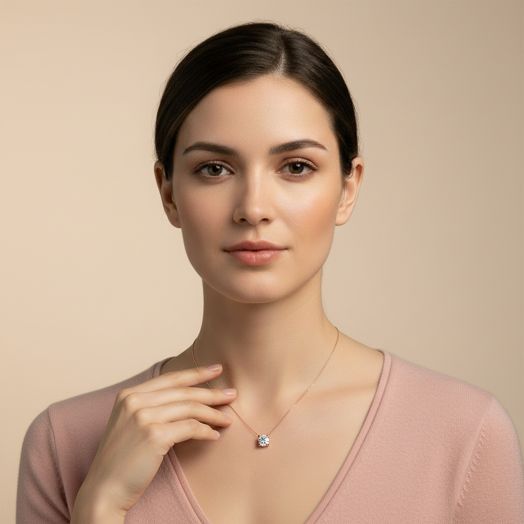 Rose gold solitaire necklace elegant