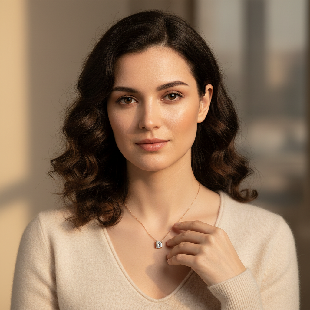 Rose gold solitaire necklace romantic