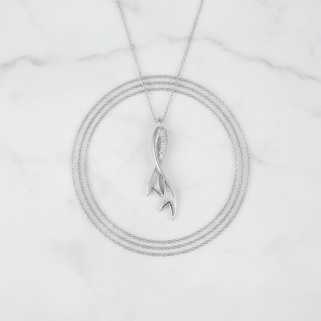 Silver Dolphin on White Marble